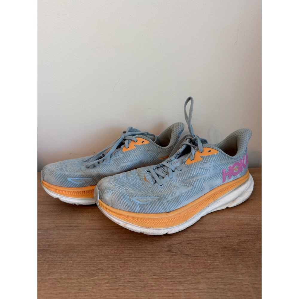 Hoka Clifton 9 Running Shoes Blue Orange Pink Womens Sneakers 1133249